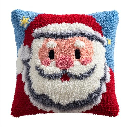 ANSIWEIGO Juego de nudos para cojines y alfombras, kit de manualidades con hilos de lana y malla tejida, cojín de punto de cruz en 43 x 43 cm, juego de manualidades para adultos y principiantes, Papá