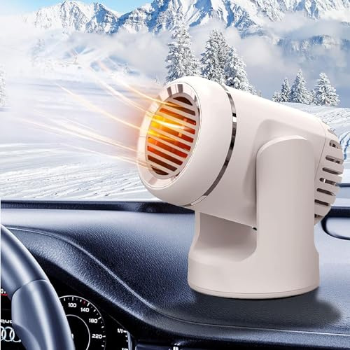 Chauffage pour voiture, dégivreur et désembueur portable 12 V 150 W pour pare-brise de voiture avec base à 360 degrés, dégivreur et désembueur à chauffage rapide pour voitures, SUV et camions