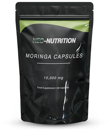 Moringa Capsules 10,000mg | Potent Antioxidant Superfood | Non-GMO, Third-Party Tested Pure Moringa for Energy, Immunity & Gut Health Support | 100% Moringa Oleifera | Vegetarian & Gluten-Free | 60 Ct