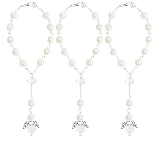 Auroriel 3PCS Pendentif Ange Gardien Miroir de Rétroviseur Porte-Bonheur, Rosaire Auto, Décoration Intérieure Auto, Pendentif de Miroir, Cadeau Ange Gardien, Porte-bonheu