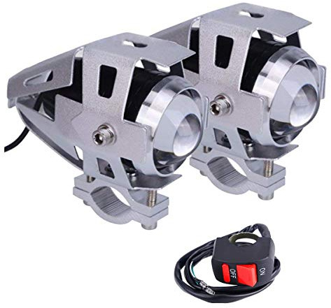 2 * Faro moto U5, 1200LM 6500K faro LED per faretti DRL con abbaglianti/anabbaglianti/Flash 3 Modelli con interruttore ON/OFF Colore nero