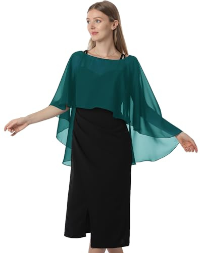 Hotshawl Chiffon Cape001 Châle Pashmina, Bleu Sarcelle, Taille Unique Femme