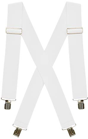 HOLD'EM Heavy Duty Work Suspenders, 2 Wide Men's Clip-On Straps- White