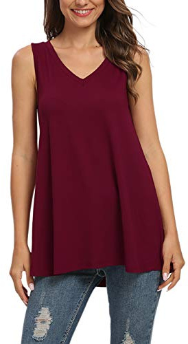 AUSELILY Camiseta sin Mangas con Cuello en V sin Mangas de Verano para Mujer Blusa sin Mangas