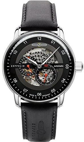 Zeppelin Automatik Herrenuhr New Captain's Line mit Lederband Schwarz 8664-2