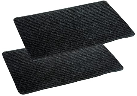 Astra Fußmatte innen anthrazit Schmutzfangmatte rutschfest – Türmatte 40x60 cm 2er Set wasserabweisend – Rib Line Fußabtreter strapazierfähig antistatisch