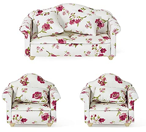 WANGCL 3PCS Dollhouse Sofa dolls' House Furniture Mini Sofa Set 1/12 Doll House Accessories for Barbie Sofa Decoration
