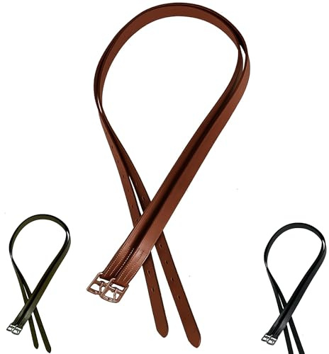 Majestic Ally äkta läder engelska stigbygelläder, perfekt för skola och daglig användning (förpackning med 2) (kastanj, 152 cm)