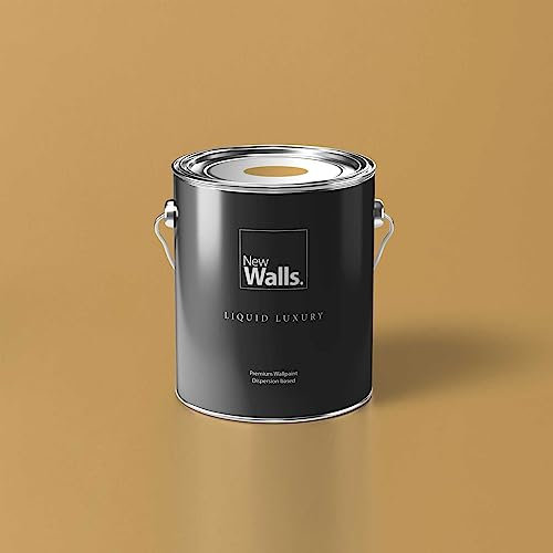 New Walls Premium Wandfarbe Orange, Honiggelb Liquid Luxury Dispersionsfarbe für Innenräume – 5 L
