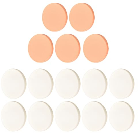 15 Stück Make-Up-Schwamm, Runder Foundation-Schwamm, Weich und Wiederverwendbar, Geeignet für Flüssigkeit, Creme und Puder, Geeignet für Den Täglichen Gebrauch (Weiß und Hautton, 55 * 7 mm)