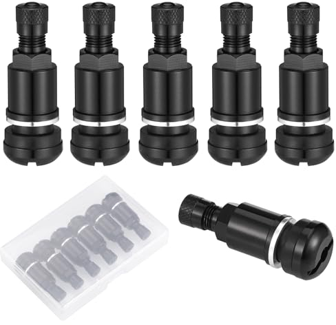 6 Pcs Tyre Valve, Aluminum Alloy Car Tyre Valve Stem, Leak Proof Tyre Valves Built-in Valve Core, Clamp-in Car Tire Valve Stem with Valve Caps for Cars Motorcycle Truck Trailer, Fits Rim Hole 11.5mm