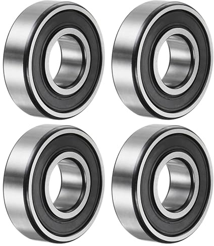 sourcing map 4 Stück 6204-2RS Rillenkugellager, 20 x 47 x 14mm C3 Doppelt gummierte Chromstahl-Lager, Schwarz