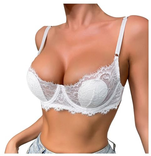Dirndl Push Up BH Für Kleine Brüste - Sexy Body Damen Erotische BHS - Baumwolle Mit Bügel - Weiß M