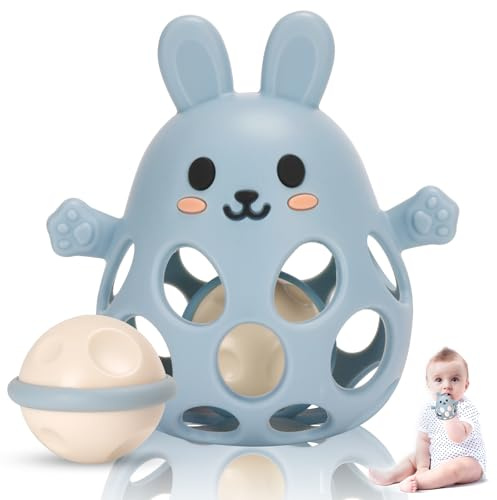 Venditer Giocattoli Montessori Bebes 0-3-6-12 Mesi educativi, Giocattolo per la palla per bambino, Giocattoli Baby 1 anno, Giocattoli Sensoriali Baby Sonaglio Blu
