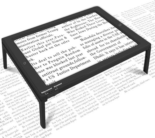 NZQXJXZ 5X Large Magnifying Glass with Light, Large and Lightweight Magnifier with 50 Ultra-Bright LED Lights, Provide Full-Page Viewing Area Evenly Lit, Perfect for Low Vision Person and Seniors