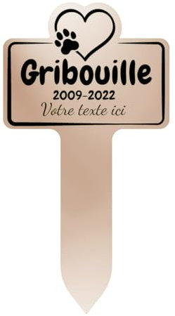 GRAVURE CONCEPT Plaque Funéraire pour Animaux - Stèle Commémorative Personnalisable PVC (Chien/Chat etc) - (Modèle 1 / Beige Texte Noir)