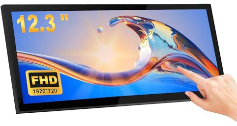 Monitor touchscreen da 12,3 pollici IPS 1920x720 Stretched Bar LCD Mini Touch Screen Monitor schermo secondario Display portatile HDMI per PC Laptop Temperatura Aida64 GPU CPU RAM Monitoraggio