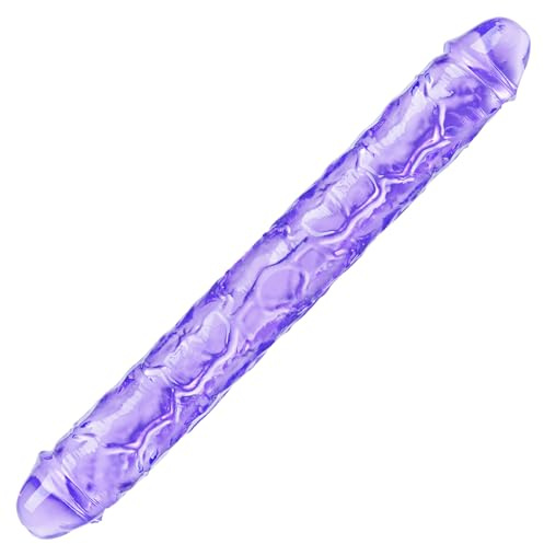 15.1 * 1.6 Inch Big Double Sided Long Dildo – Purple, Veined, Flexible, with Glans and Penis Shape Realistic Double Ended Dildo for Lesbian and Couples Large Double Head Toy