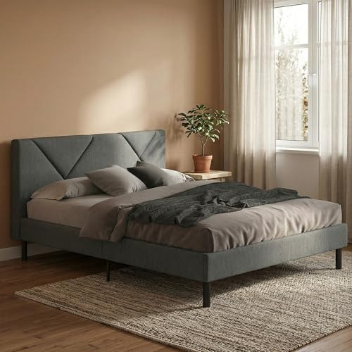Dmora - Letto piazza e mezza Zeffirio, Sommier per camera da letto, Giroletto per stanza, Struttura porta materasso, Adatto a materasso Cm 120x190, Grigio