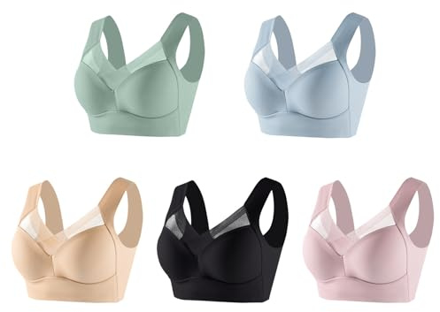 Kvinnors sport-bh bomull, sport-bh kvinnor plus size kvinnors blandade färg 5-pack behåar sömn yoga bralette stretch bh pullover sport komfort bh enfärgad samla behåar fitness träning BH