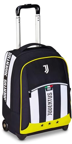 Seven Juventus Big Trolley scolaire fixe, noir et blanc, 2 en 1, double usage, chariot et sac à dos, école primaire, enfant, football, Noir, Taglia unica, Décontracté
