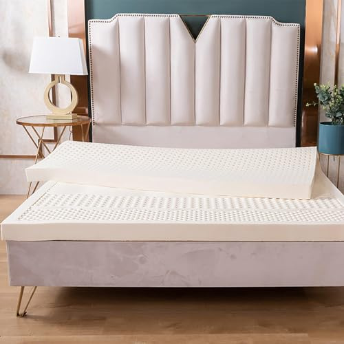 100 % naturlig latexmadrass, ventilerande komfort 7,5 cm, lindrar ryggsmärta, massage, perfekt för enkelsäng, 130 x 160 x 7,5 cm, miljövänlig lösning för enkelsäng