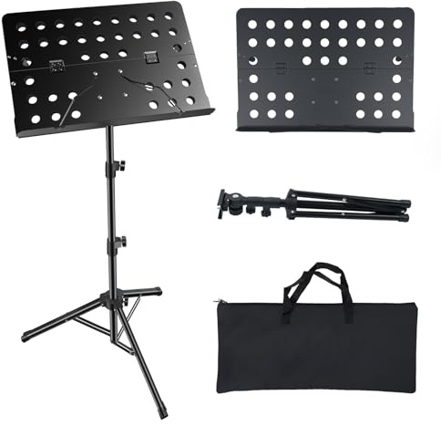 Portable Music Stand,Sheet Music Stand with Carrying Bag，30-56 Height Adjustable Music Stand for Sheet Music/Book/Laptops/Projectors