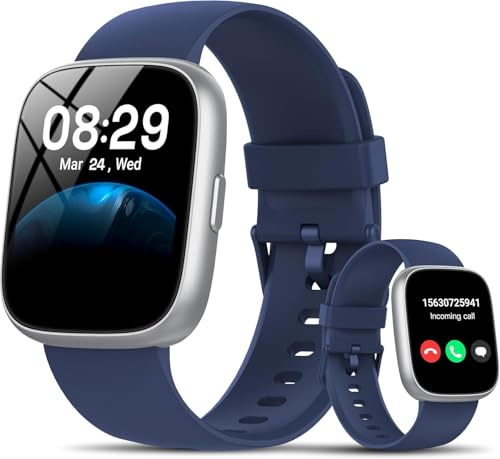 Reloj Inteligente Hombre con Alexa, 1,83 Smartwatch con Llamadas, Notificaciones, 110+ Modos Deport, Esfera DIY, Pulsómetro/Podómetro/Monitor de Sueño, Impermeable IP68 Pulsera para Android iOS Azul