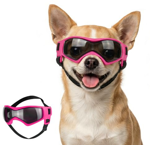 Namsan Lunettes de moto pour chiens extra petits chiens - Protection UV - Avec sangle réglable - Rose