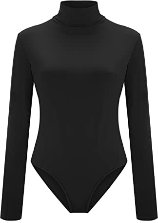 Body Manche Longue Femme Body Gainant Justaucorps Noir Rouge Combinaison Chic pour Soirée Vetement Hiver Col Roulé Élégante Latex Combinaisons Ventre Plat sous Pull Jumpsuit Chair XL Rouler Paillette
