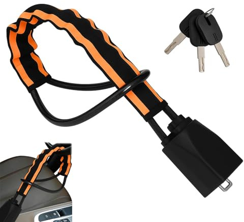 KINDLUME Antifurto Auto, Bloccasterzo Auto, Dispositivi Antifurto di Bloccaggio Auto, Blocco Volante, Protezione Solida con Cavo Spesso e 3 Chiavi, per Dissuasione Ottica, Compatibilità Ampia