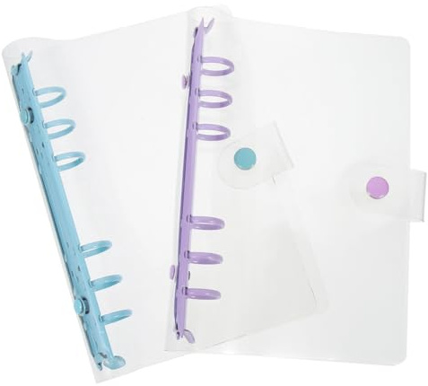 COHEALI Pvc Cubierta para Cuaderno de 6 Anillas A6 Transparente, Carpeta Flexible Funda Desmontable, 2 Unidades (morado y Azul), Material Resistente para Oficina y Scrapbooking