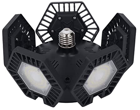 Qudinip Ljusstark 120W Garagelampa LED-takarbetslampa med Fällbara Paneler för verkstads- och Lagerbruk