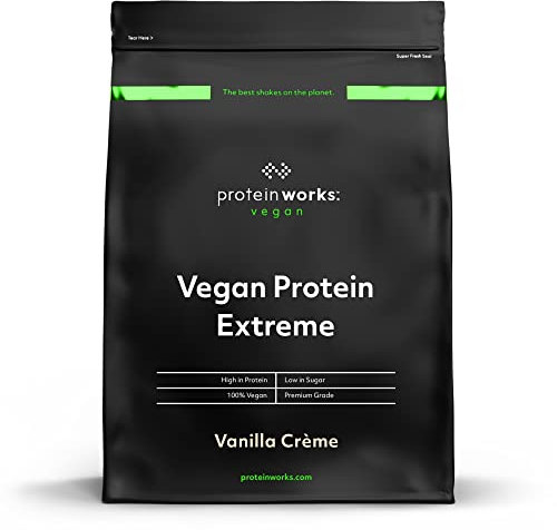 Protein Works - Vegan Protein Extreme, Added Vitamin Blend, Vegan Protein Powder, Plant Based Protein Shake, 57 Servings, Vanilla Crème, 2kg