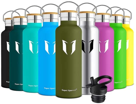 Super Sparrow Trinkflasche Edelstahl -1000ml- Auslaufsicher Thermoskanne, BPA-Frei Wasserflasche - Kohlensäure Thermosflasche für Kinder, Sprudel, Sport, Uni, Schule, Fitness, Outdoor, Camping