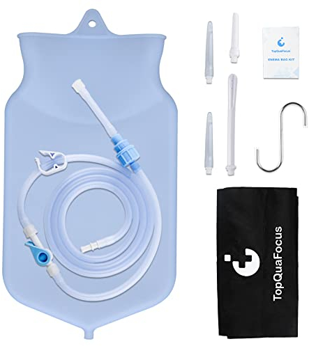 TopQuaFocus Klistierbeutel-Kit für die Darmreinigung Kaffee-Einlauf-Kit wiederverwendbar 2L klar Klistierbeutel 6,5 Fuß langer Silikonschlauch