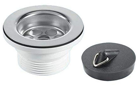 McAlpine Centre Pin Bath Waste: 70mm Stainless Steel Flange: Black PVC Plug - BSW9P