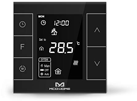 MCO Home Z-Wave Water/Electrical Heating Smart Thermostat, MH7H-WH, Black