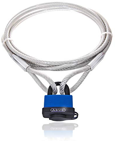 Drahtseile24 Öglakabel, stålrep täckt med öljetter och ABUS hänglås [1 m – 50 m) – kabellås stöldskydd | Tjocklek: 6 mm (4 till 6) | Längd: 50 m
