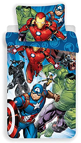 Jerry Fabrics Marvel Avengers Duvet Cover Set 140 x 200 cm and 1 Pillowcase 70 x 90 cm
