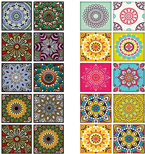 20 Stück Vintage Fliesensticker, Fliesenaufkleber Küche, für Treppen, Küche, Baddekoration, DIY Handarbeit (15×15cm)