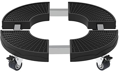 KELIXU Plant Caddy with Wheels Adjustable 38-50 CM, Heavy Duty Rolling Plant Stand 190 KG Load-bearing Capacity, Large Plant Cart Dolly with Casters Plant Roller Tray Indoor Outdoor, Black