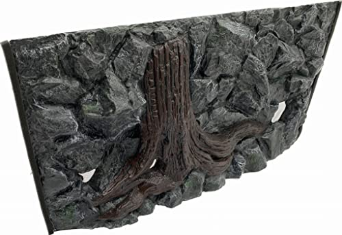 PLASTIKO - Aquarium Hintergrund 3D I Rückwänd 120x50 cm I Leicht zu Montieren und Reinigen I Keine Verklebung Erforderlich I Sicher für Tiere I Grau mit Baumwurzelmuster