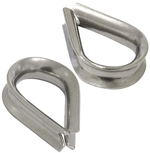 AERZETIX - C65303 - Juego de 2 guardacabos para cable alambre Ø4mm - DIN 6899 - en acero inoxidable A4 - manguito de sujeción sujetacables protección fijación sujetar náutica marina edificio