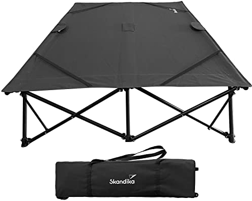 Skandika Campingliege Bodo| Doppelliege für 2 Personen, Sonnenliege klappbar, 250 kg belastbar, Faltbare Gartenliege wetterfest, Gästebett | Liege Camping für Outdoor, Balkon, Garten