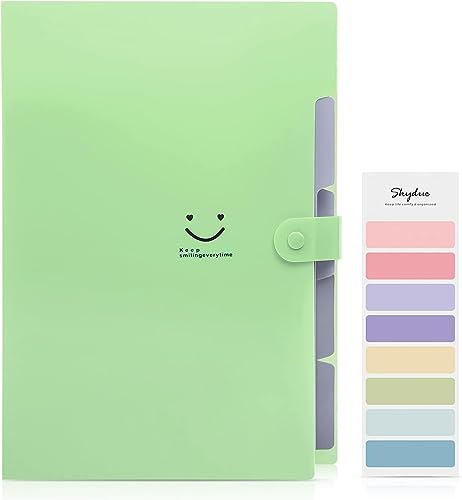 SKYDUE Cartella Portadocumenti A4，portadocumenti Con 5 Tasche, Cartelline Portadocumenti, Portatile Accordion File Cartellina Per Casa Scuola E Viaggio Di Lavoro Ospedale(Verde erba)