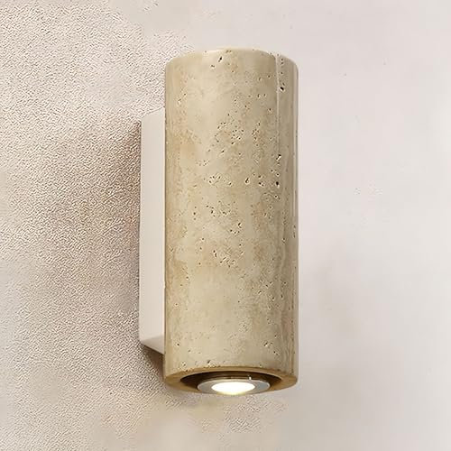 YKSJDFH Jaune Travertin Applique Murale Extérieure Jardin Pierre Naturelle Étanche Durable Lanterne Murale Fer Antirouille Applique Économie D'énergie Pour Porche Couloir Porte D'entrée Maison