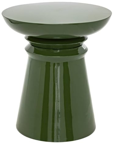 Atmosphera Créateur d'Intérieur - Table d'Appoint Totem Jaya en Métal Vert - Table pour Chambre, Salon, Entrée - D38cm