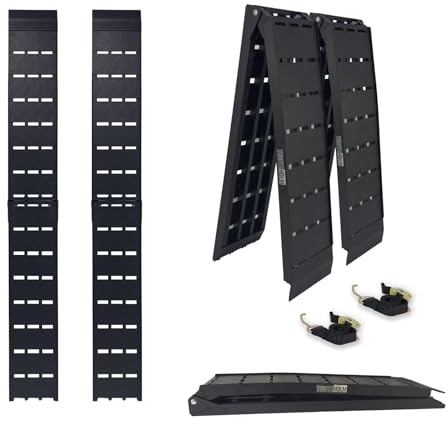 TRUTZHOLM 2 x Auffahrrampe klappbar 228cm Traglast 1360 kg Alu schwarz geriffelt Motorradrampe Verladerampe