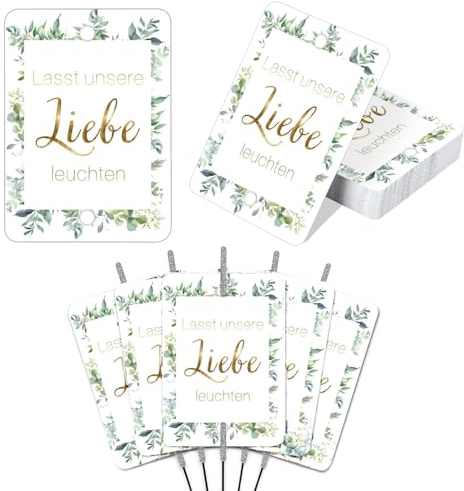 GROVBLE 100 Stück Wunderkerzen Hochzeit Etiketten Lasst Unsere Liebe Leuchten,Gastgeschenke, Knicklichter Hochzeit,Hochzeitsdeko,Geschenkanhänger,Grußkarten für Wunderkerzen & Knicklichter